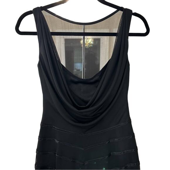 Tadashi Black Mermaid Dress Gown Sheer Front Drape Back Size Small - Picture 12 of 15